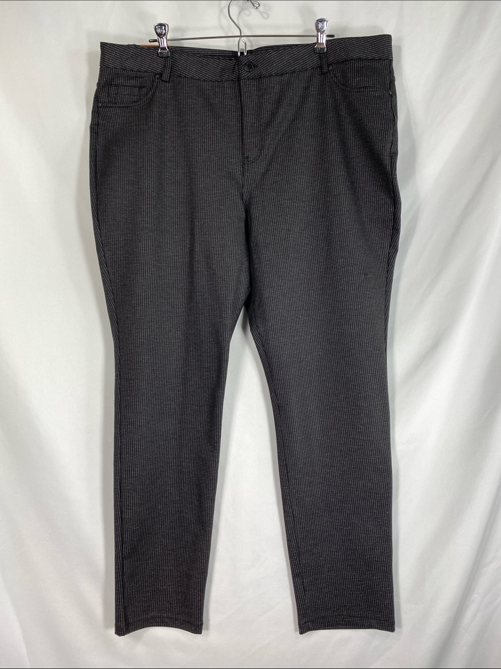 DKNY Black Gray Herringbone Slim Ankle Pants XXL Plus NWT Work Trousers Dress